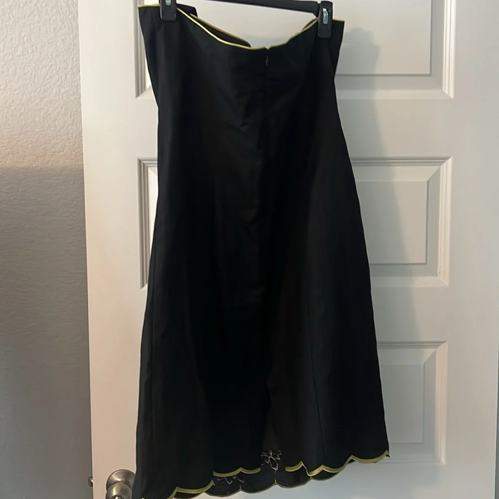 Jessica Howard black floral embroidered halter dress linen blend lined size 12